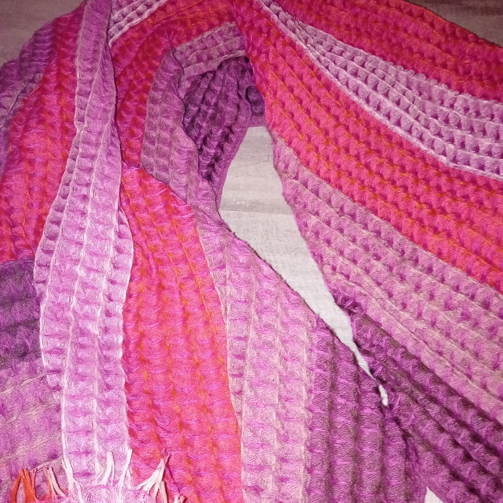 Pink and Purple Waffle Knit Scarf